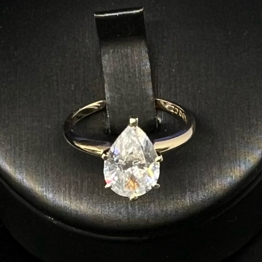 Diamonique 2 ct pear shaped solitaire  Ring